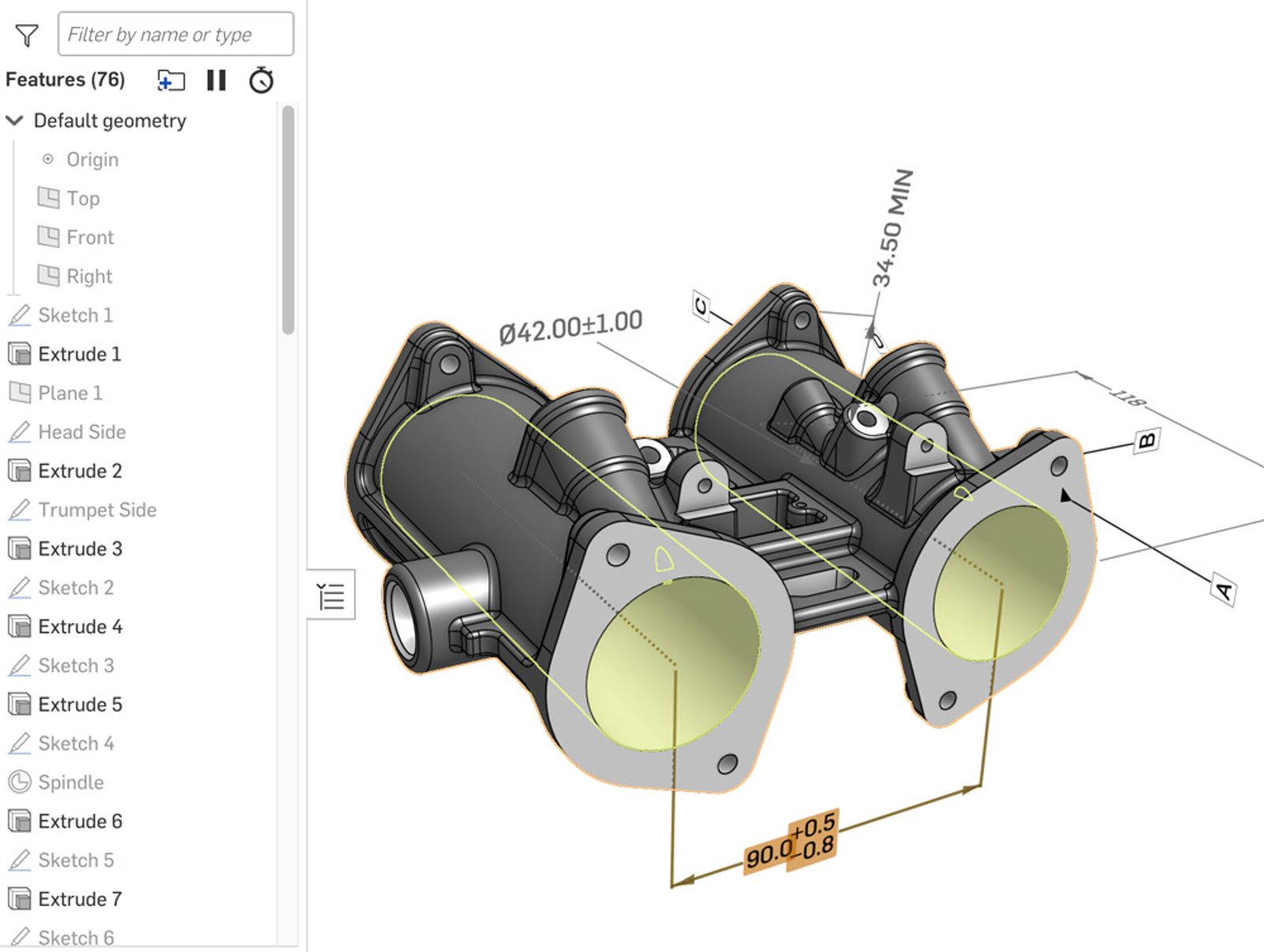 a screenshot of a 3d model of a valve housing .