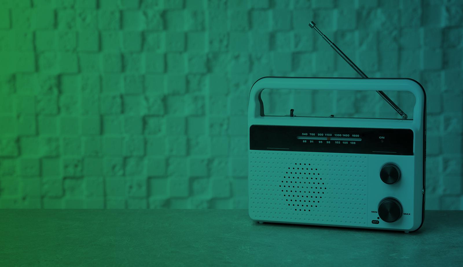 Stock image of a radio with an overlay