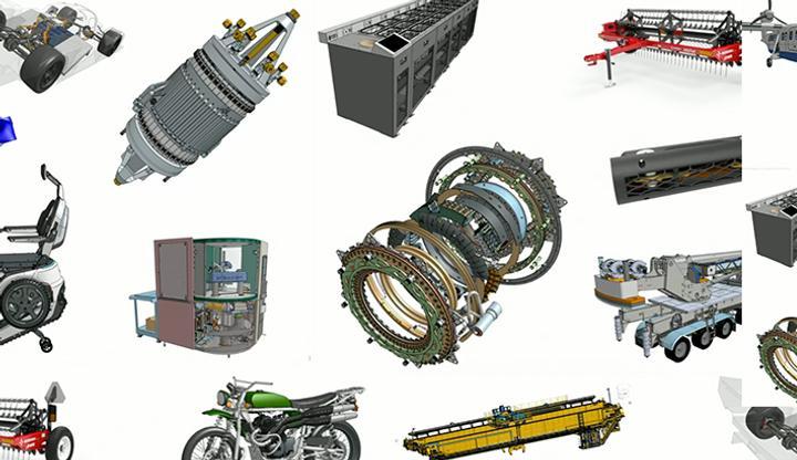 Collage of CAD models designed in Onshape.