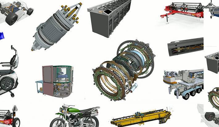 Collage of CAD models designed in Onshape.