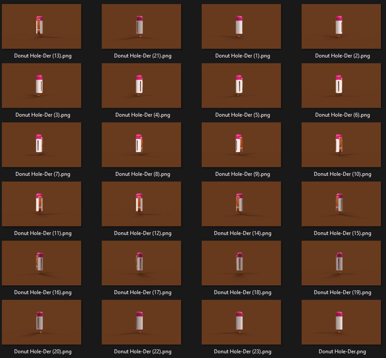 Different angles of Sam Holland's 3D-modeled donut hole-der rendered in Onshape.