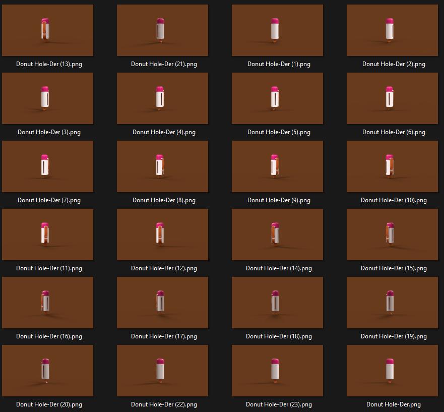 Different angles of Sam Holland's 3D-modeled donut hole-der rendered in Onshape.