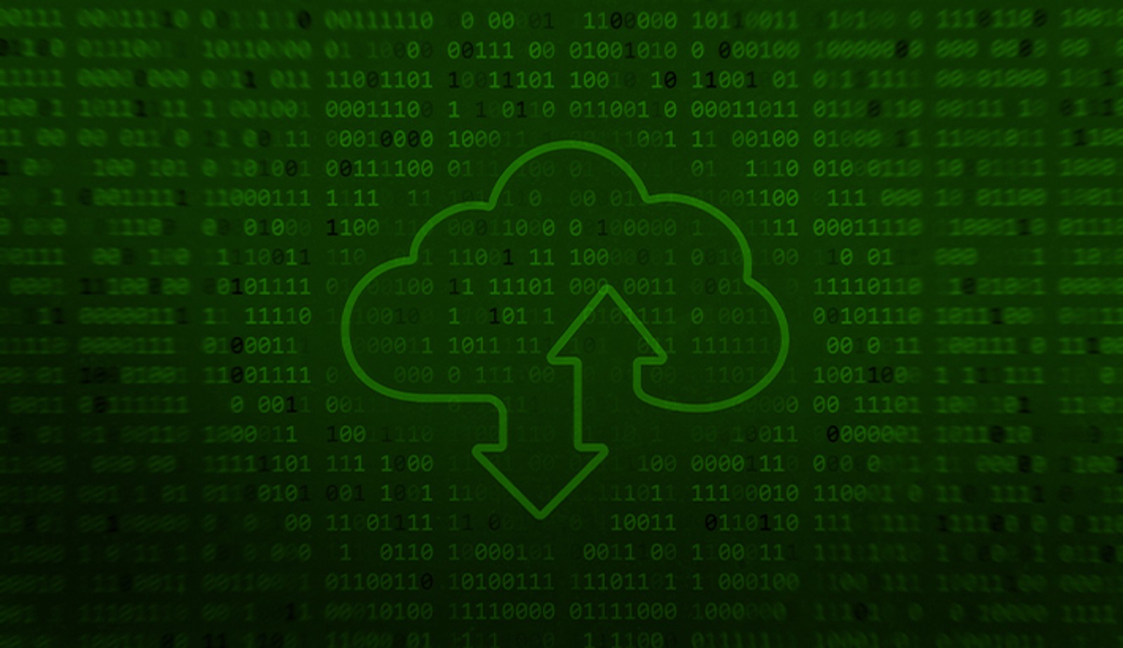 Stock illustration with a cloud and data symbology.