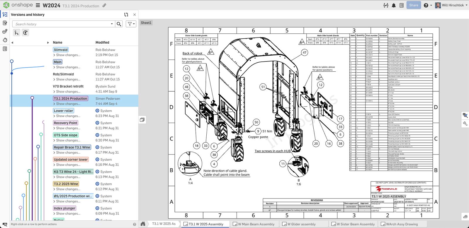 Onshape Drawing of Saga Robotic’s Thorvald agricultural robot