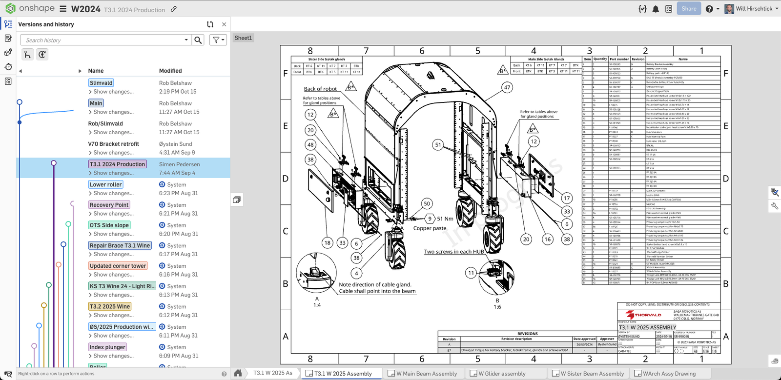 Onshape Drawing of Saga Robotic’s Thorvald agricultural robot