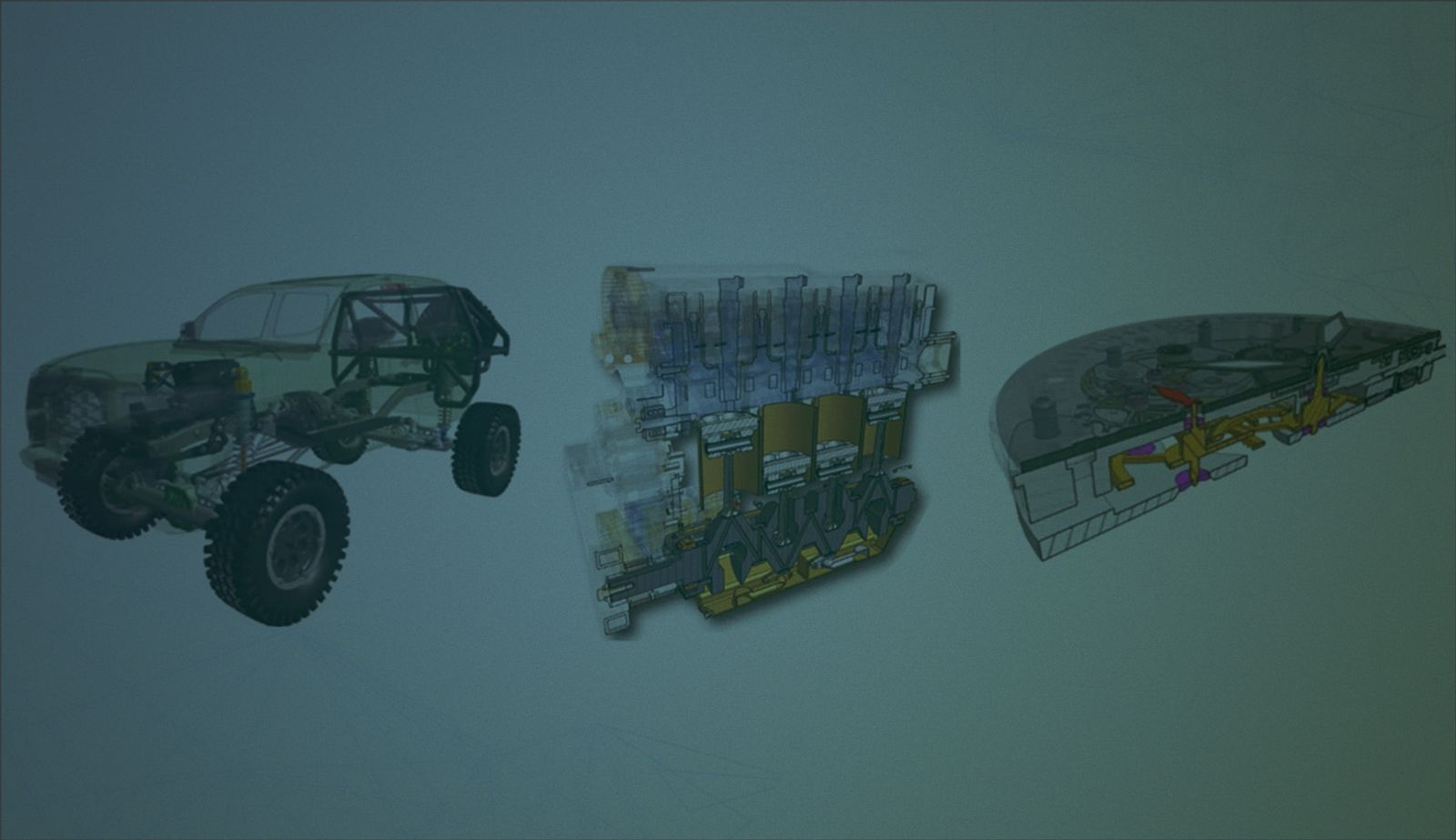 Collage of 3D CAD models with an overlay.