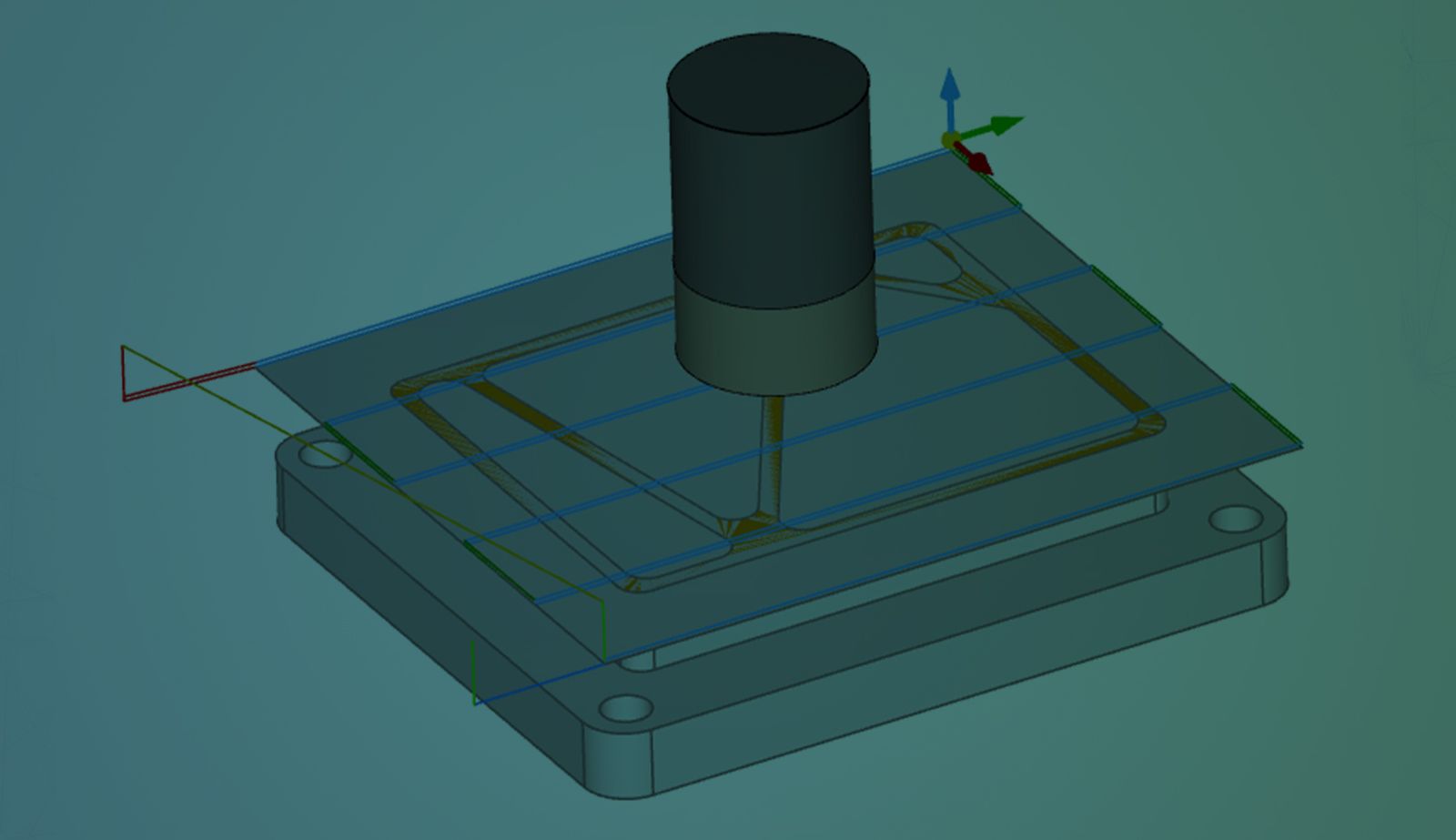 An image of a toolpath in CAM Studio with an overlay.