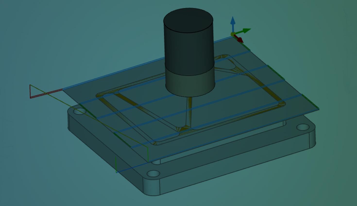 An image of a toolpath in CAM Studio with an overlay.