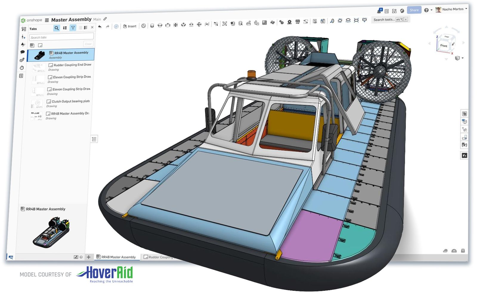 model from HoverAid shown in Onshape