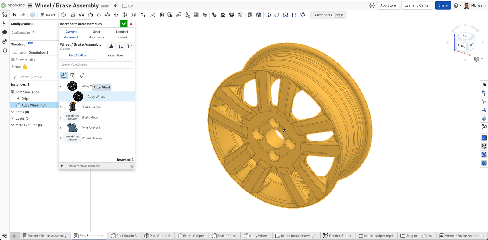 a screenshot of a part of a wheel modeled in 3d modeling software