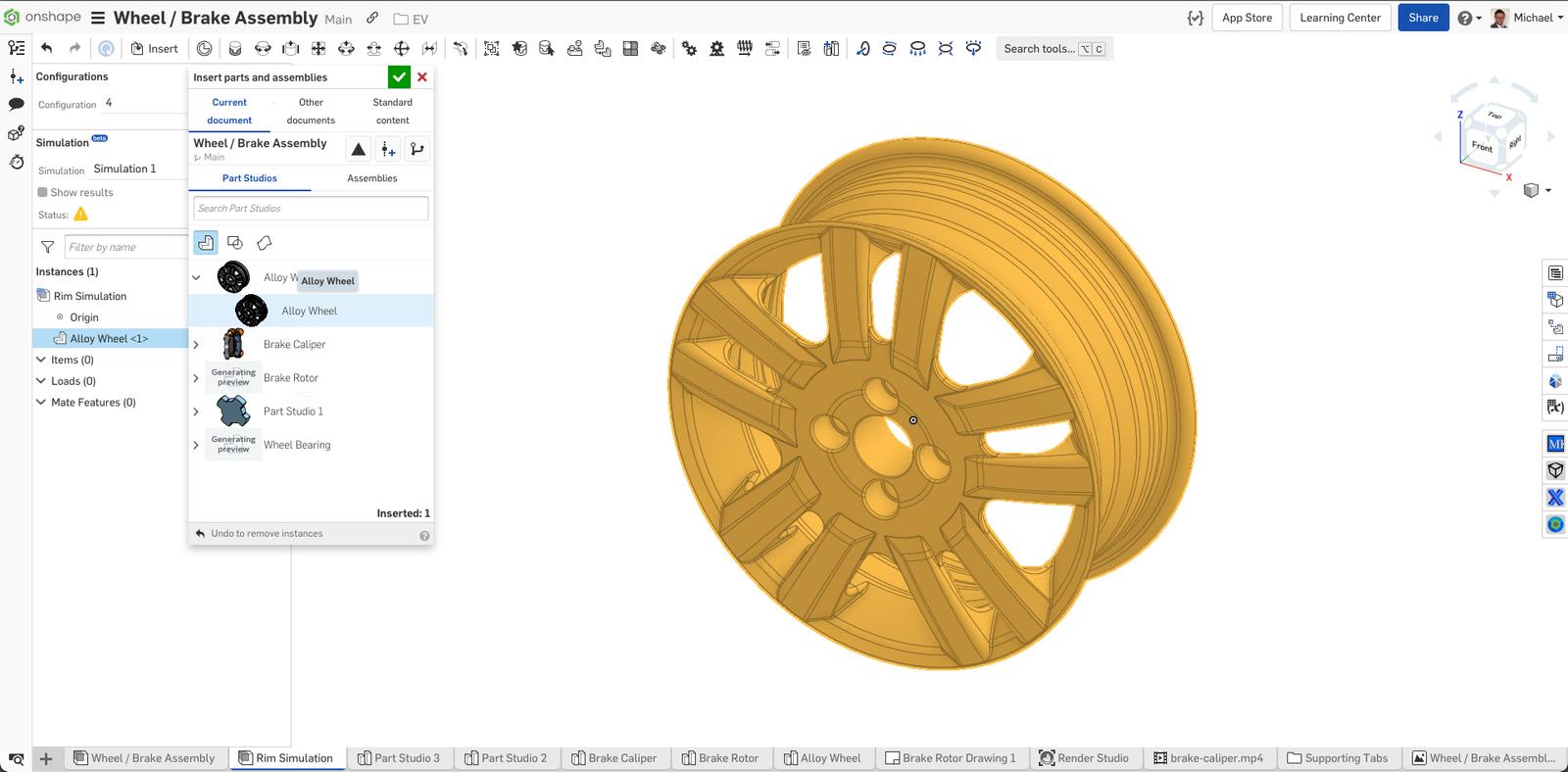 a screenshot of a part of a wheel modeled in 3d modeling software
