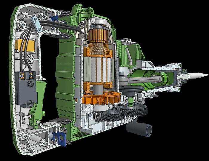 model of leaf blower cut open