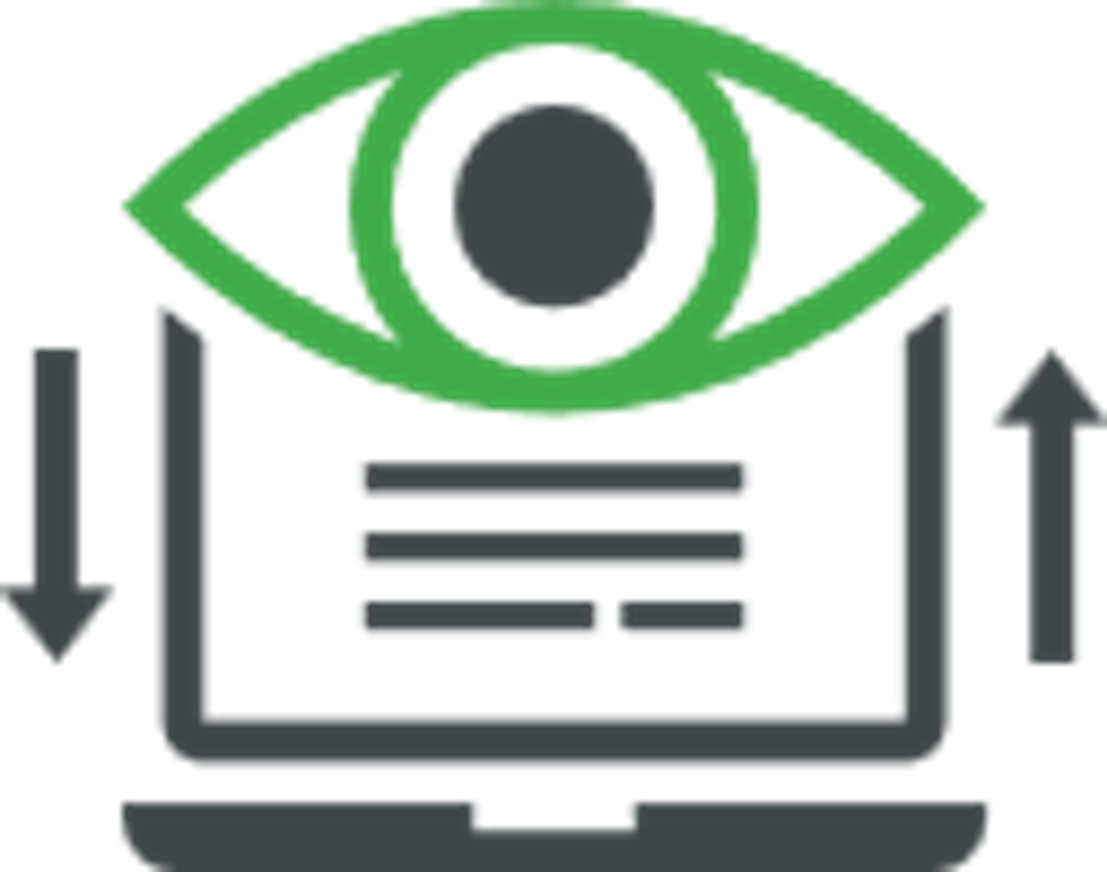 Icon of an eye over a laptop illustrating communication.