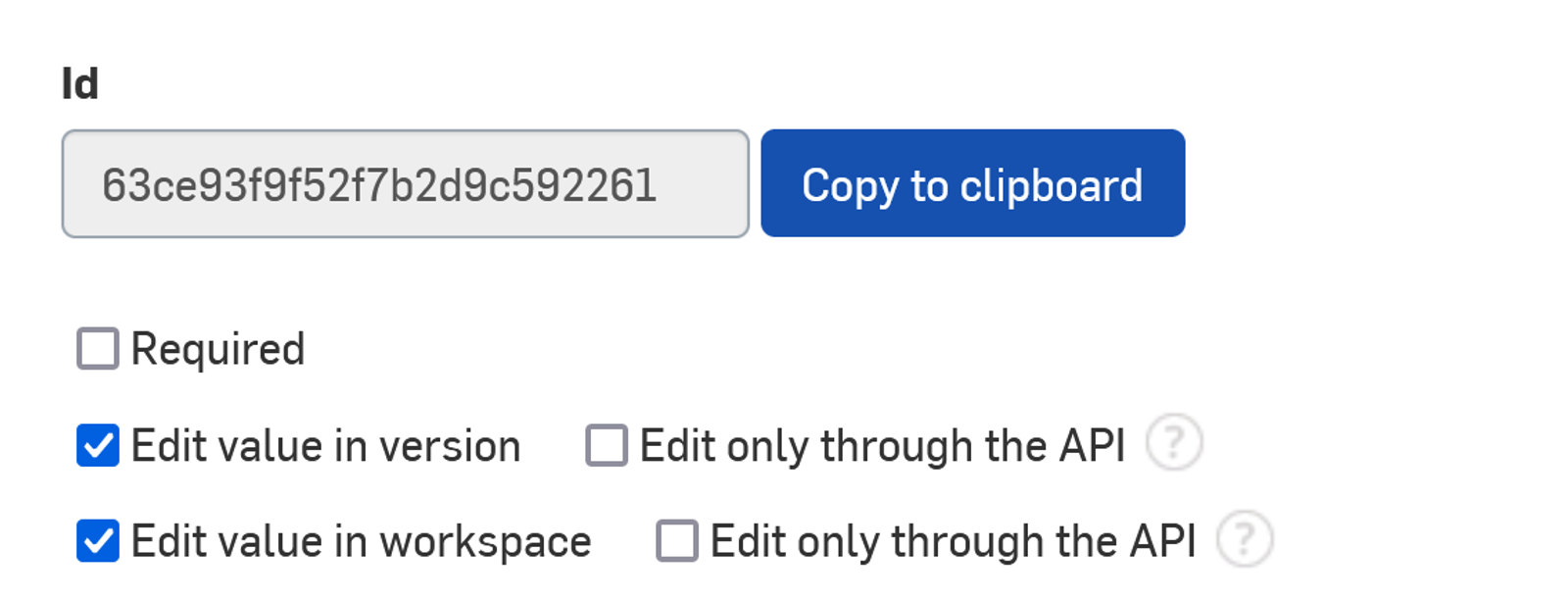 the ID code to use in the Feature Studio