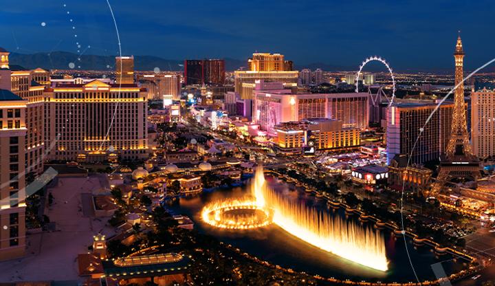 Stock image of Las Vegas with additional design elements.