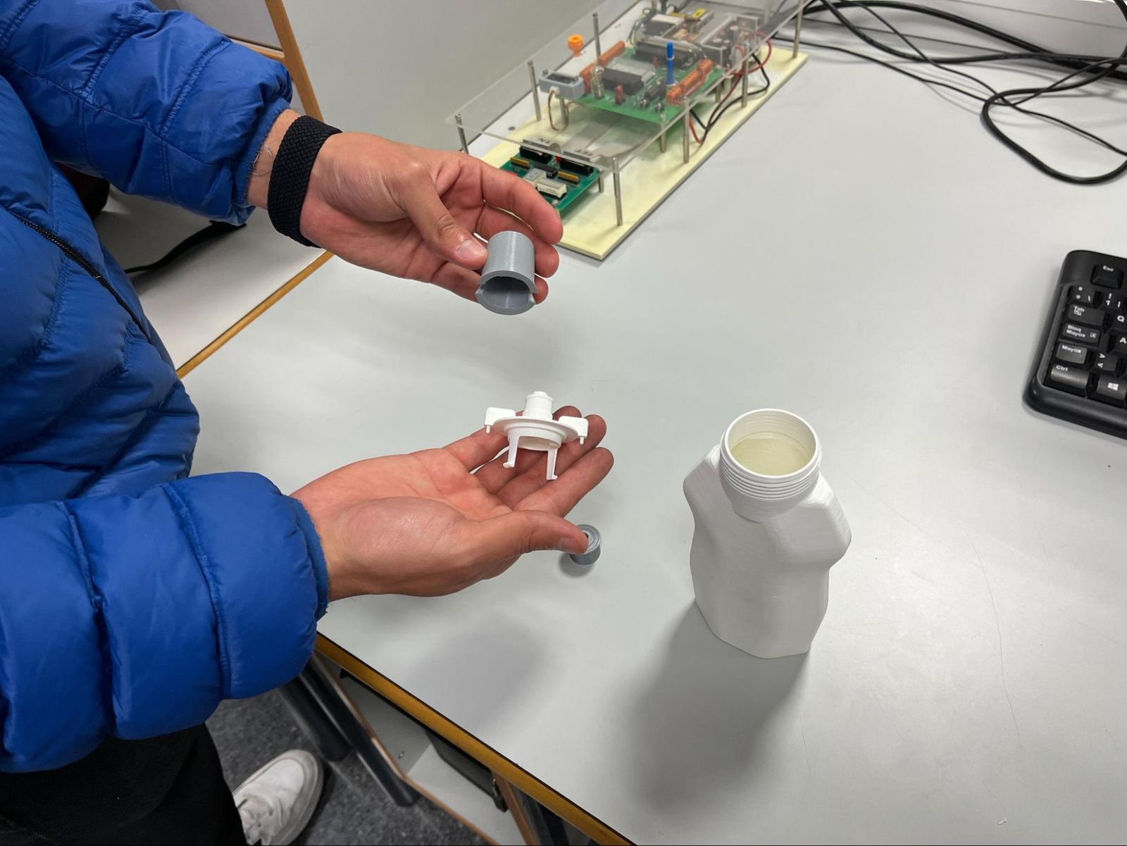 A 3D part printing by a student. 