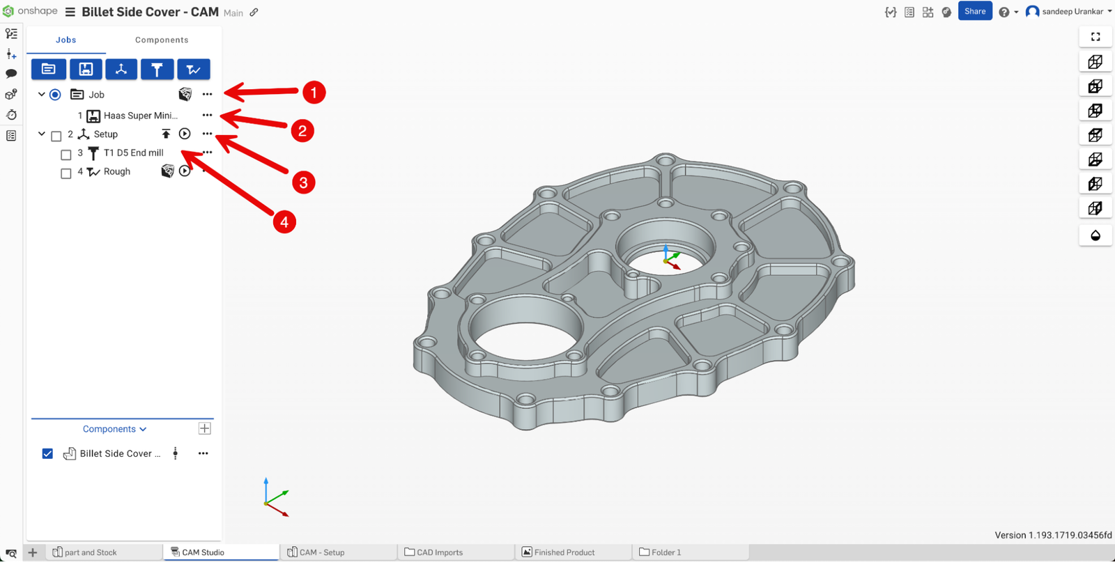 Create CAM Studio, Job, Machine, Setup and Tool