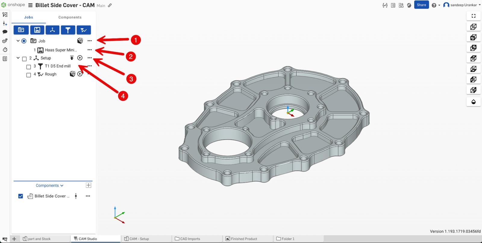 Create CAM Studio, Job, Machine, Setup and Tool