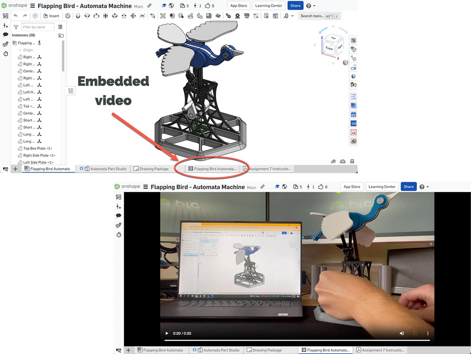 Examples of how to incorporate video into Onshape