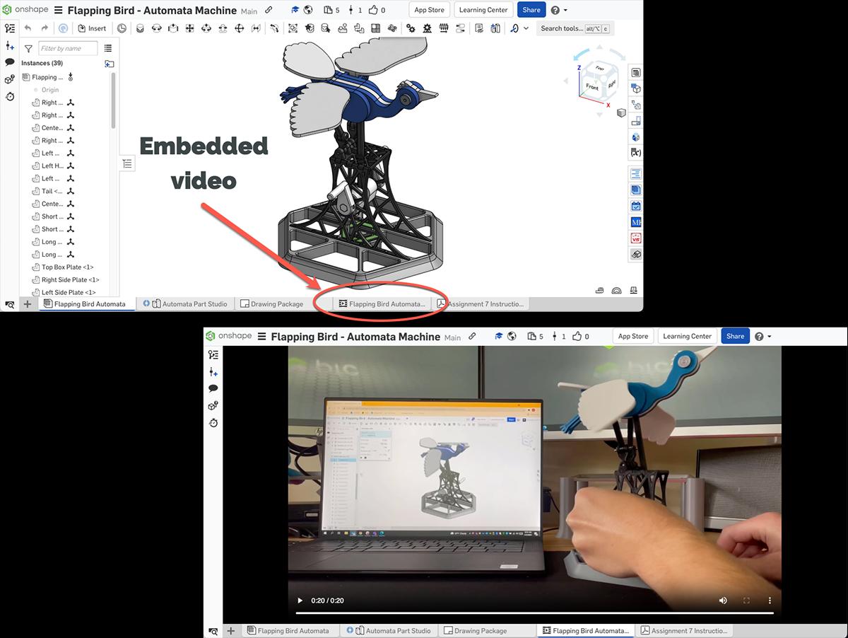 Examples of how to incorporate video into Onshape