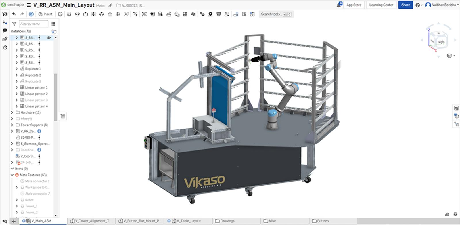 VIKASO CAD model in Onshape