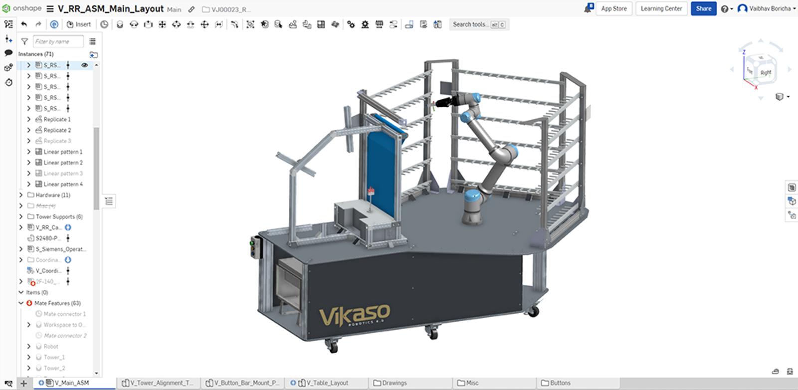 VIKASO CAD model in Onshape