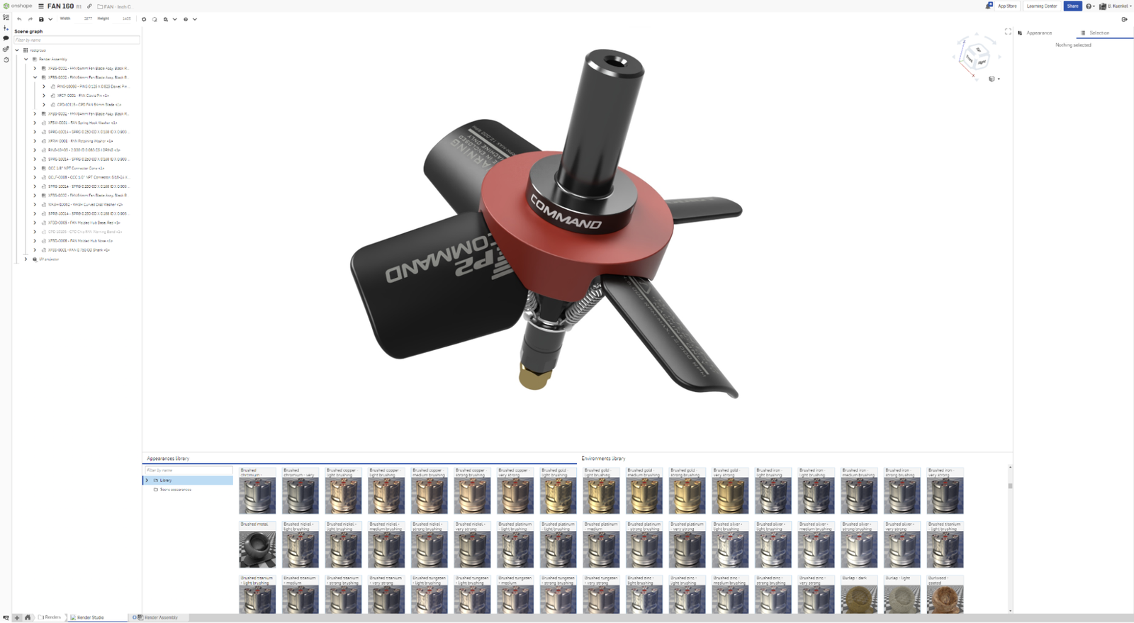 A CNC cleaning fan modeled in Onshape