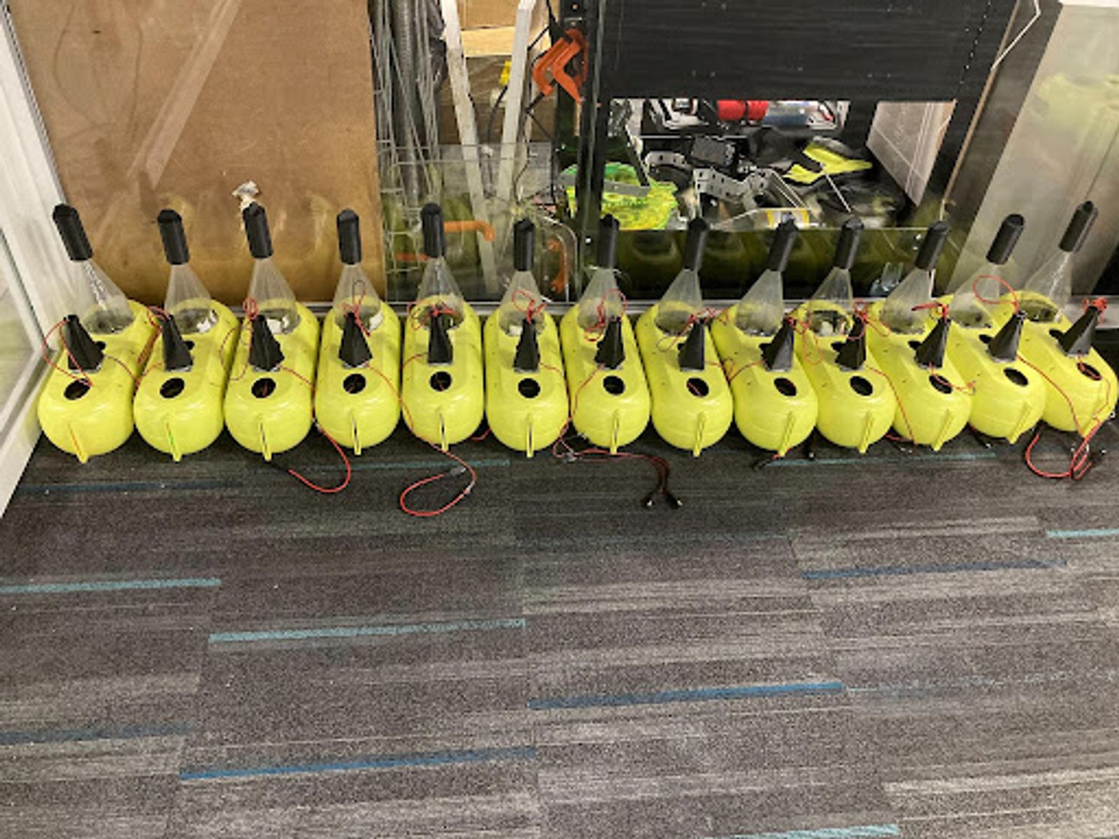 Root devices in a row ready to be installed.