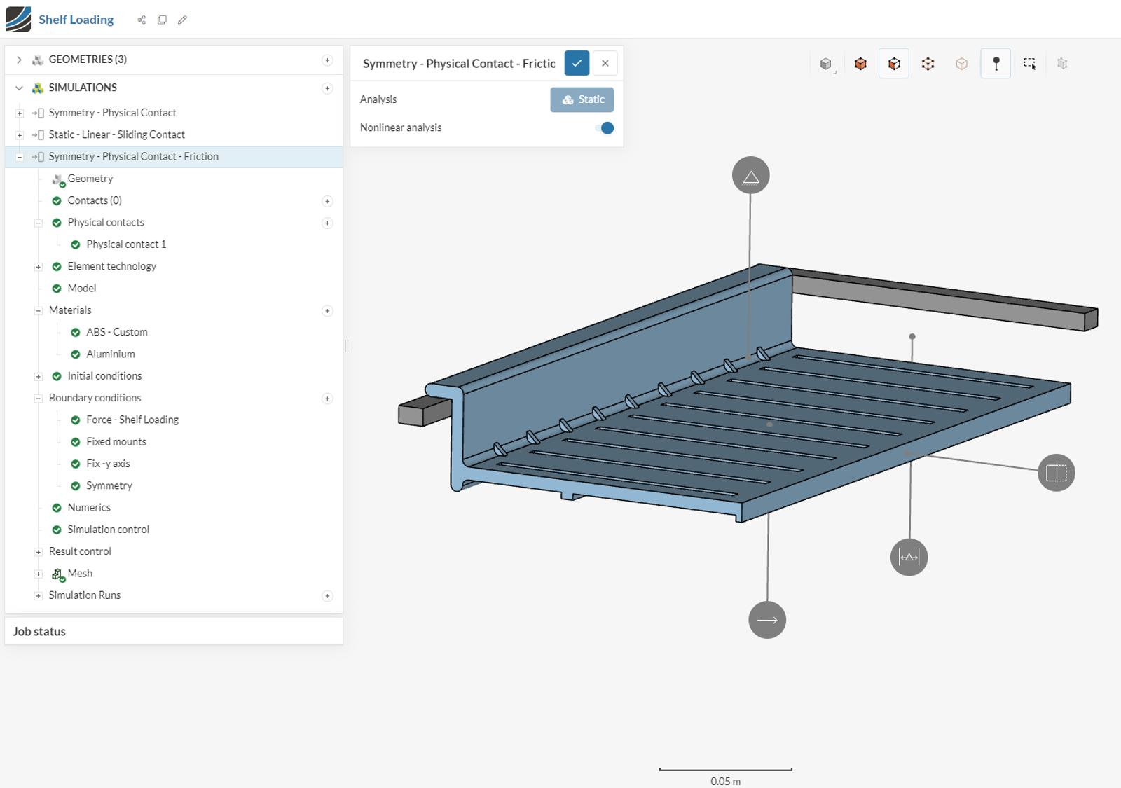 Image of the shelf and how it was set up in SimScale