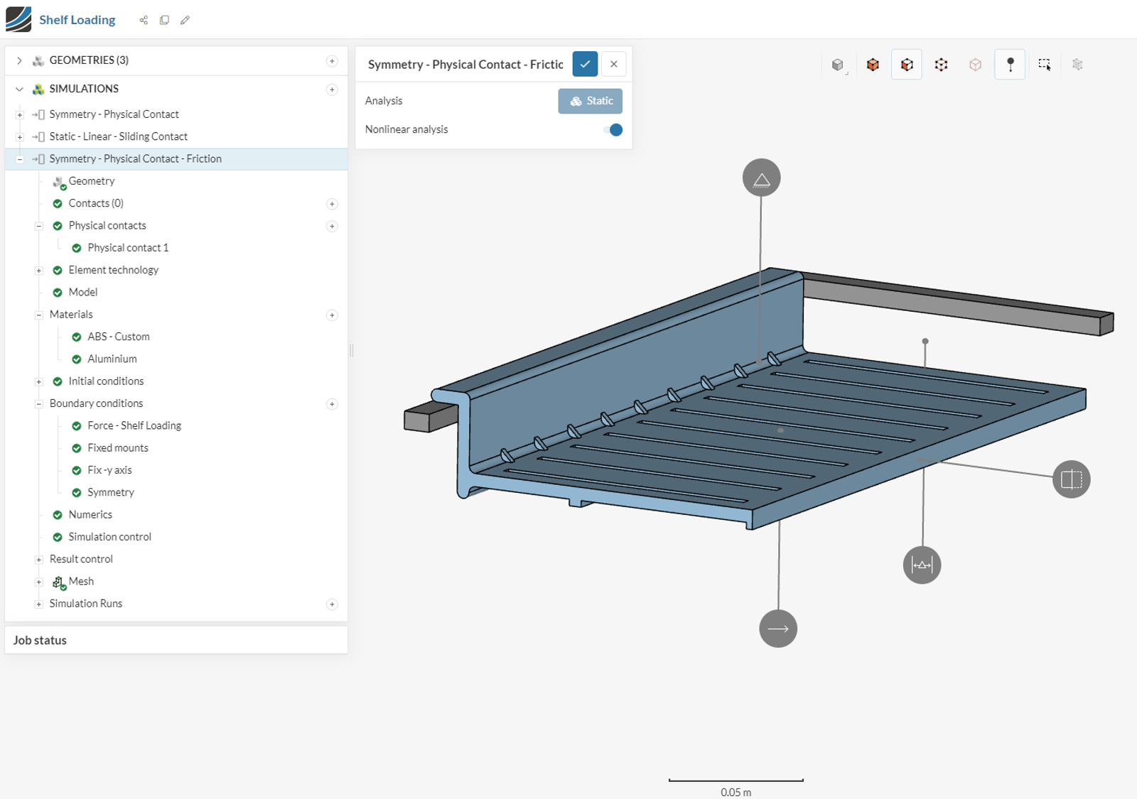 Image of the shelf and how it was set up in SimScale