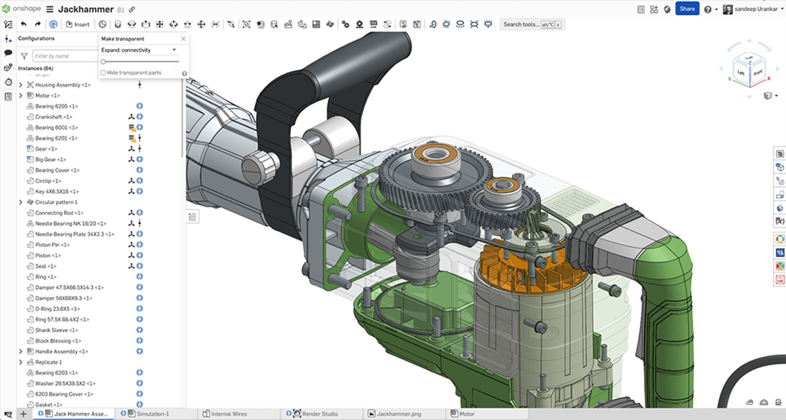 bearings are present in the electric jackhammer