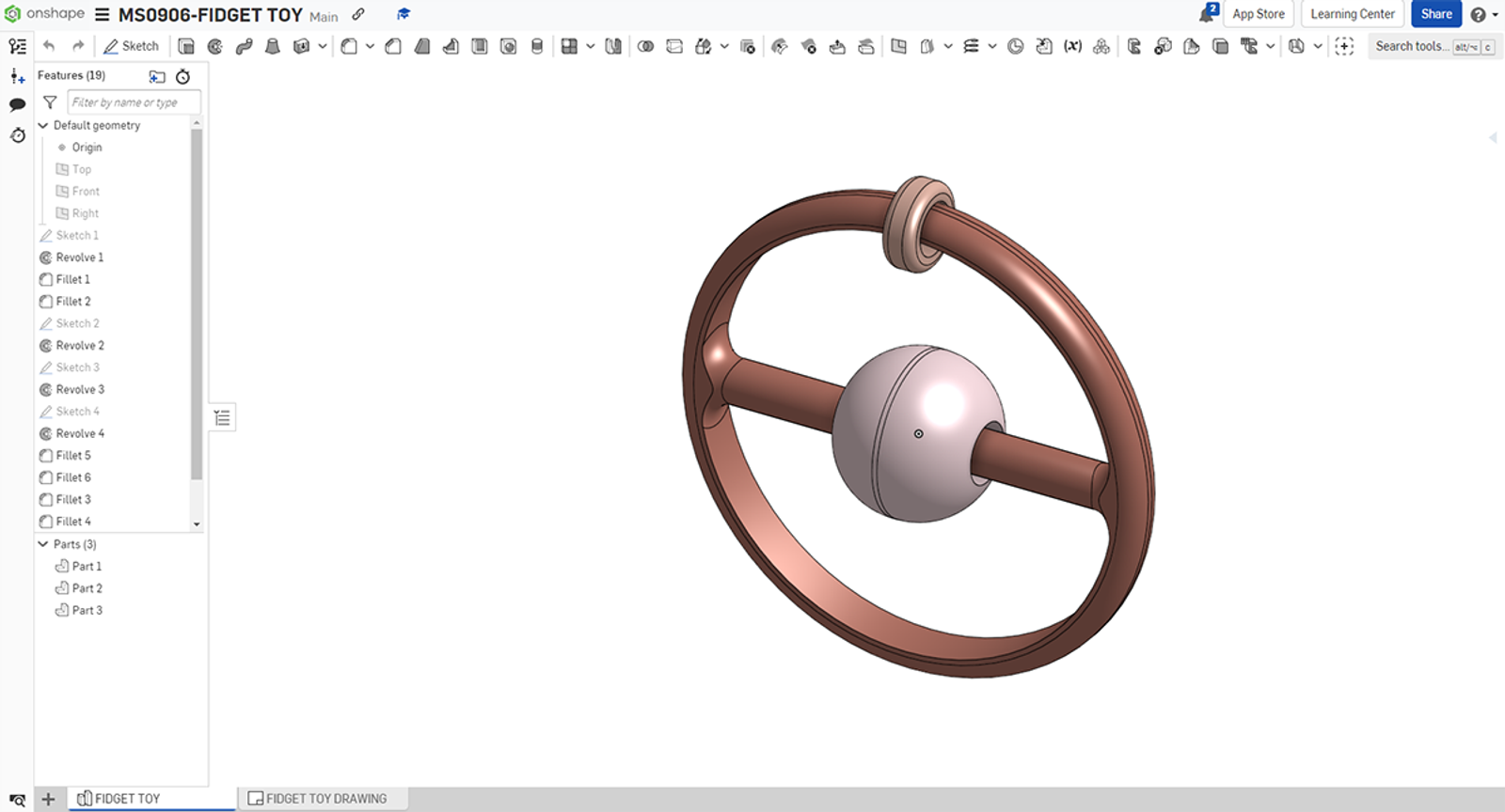 A circular fidget spinner