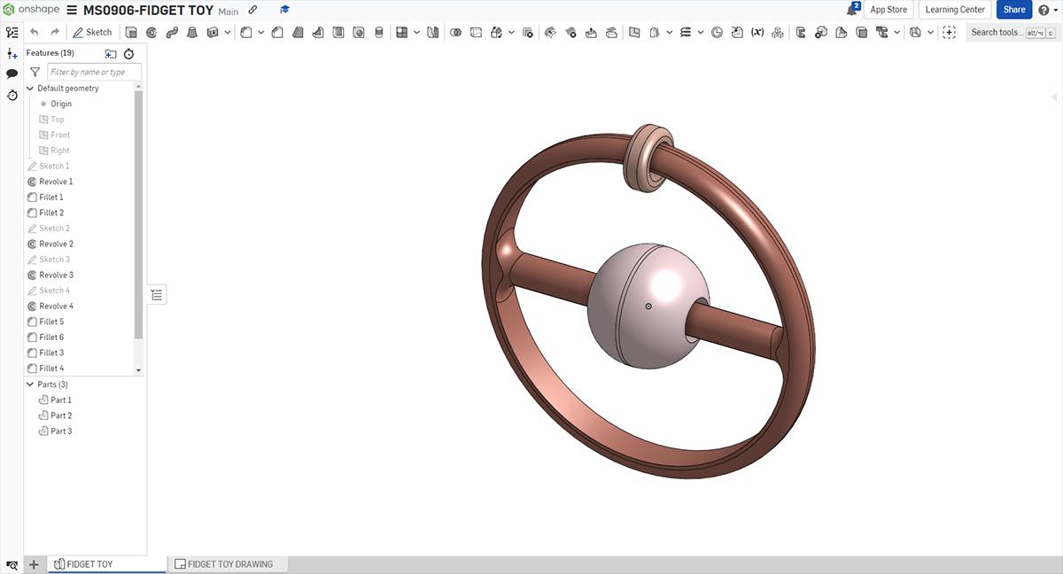 A circular fidget spinner