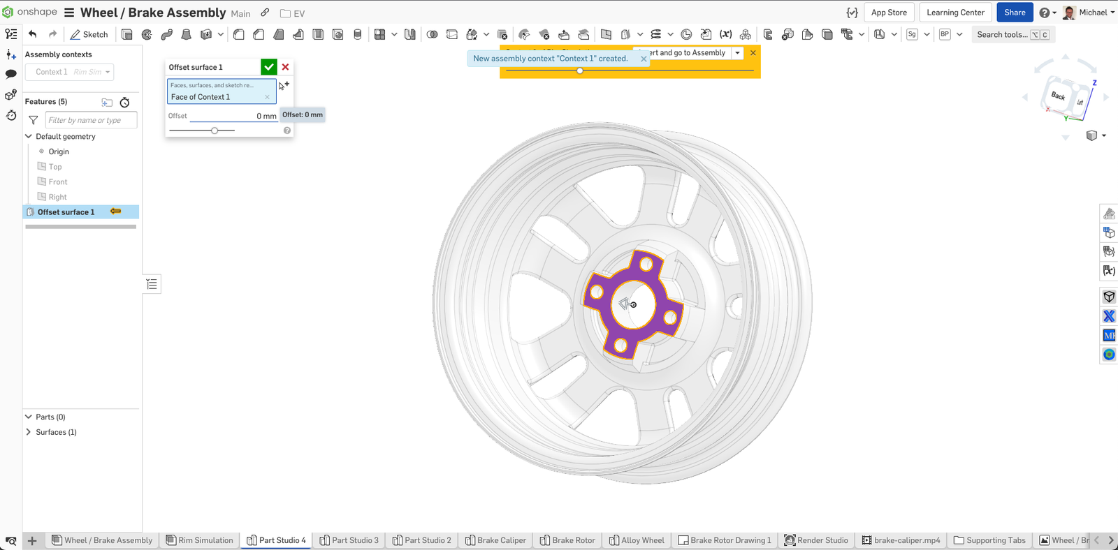 a screenshot of isolating a part in Onshape