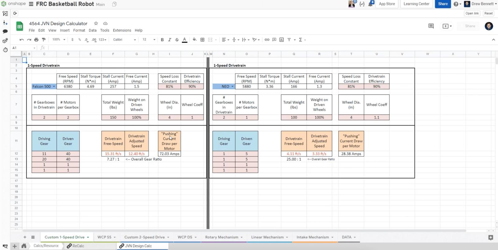 JVN’s Mechanical Design Calculator Google Spreadsheet