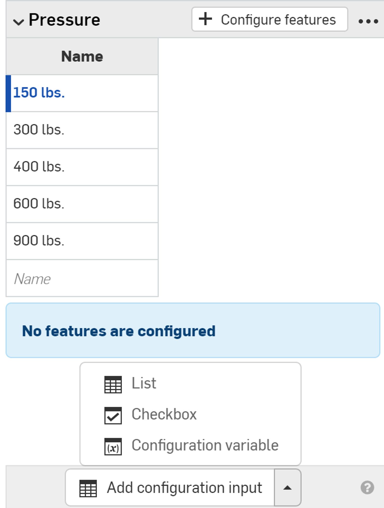 Configure Input example