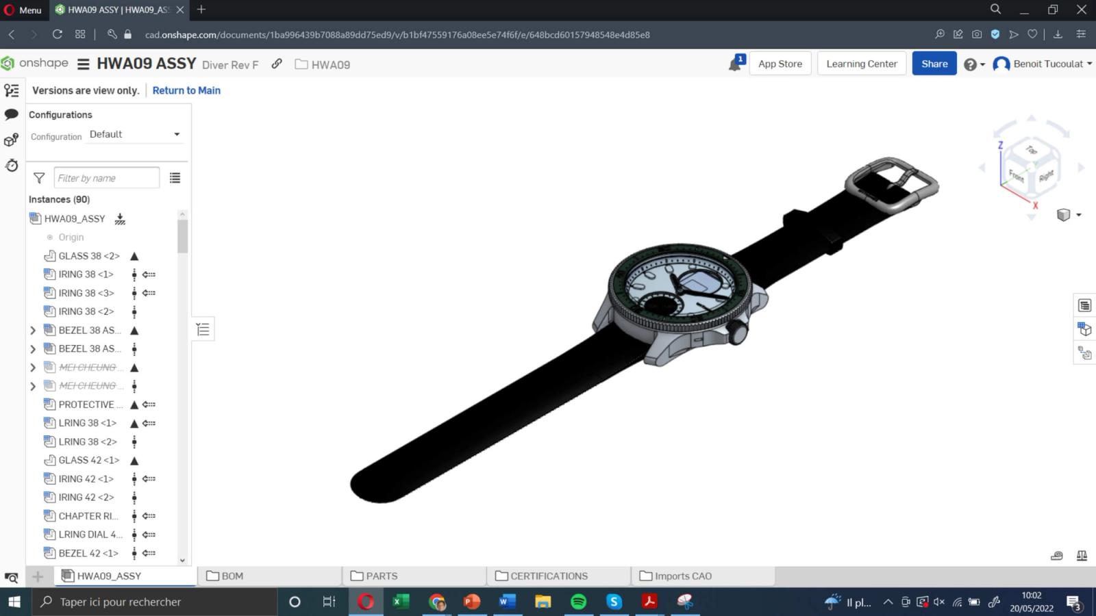 Onshape model of a Withings smartwatch