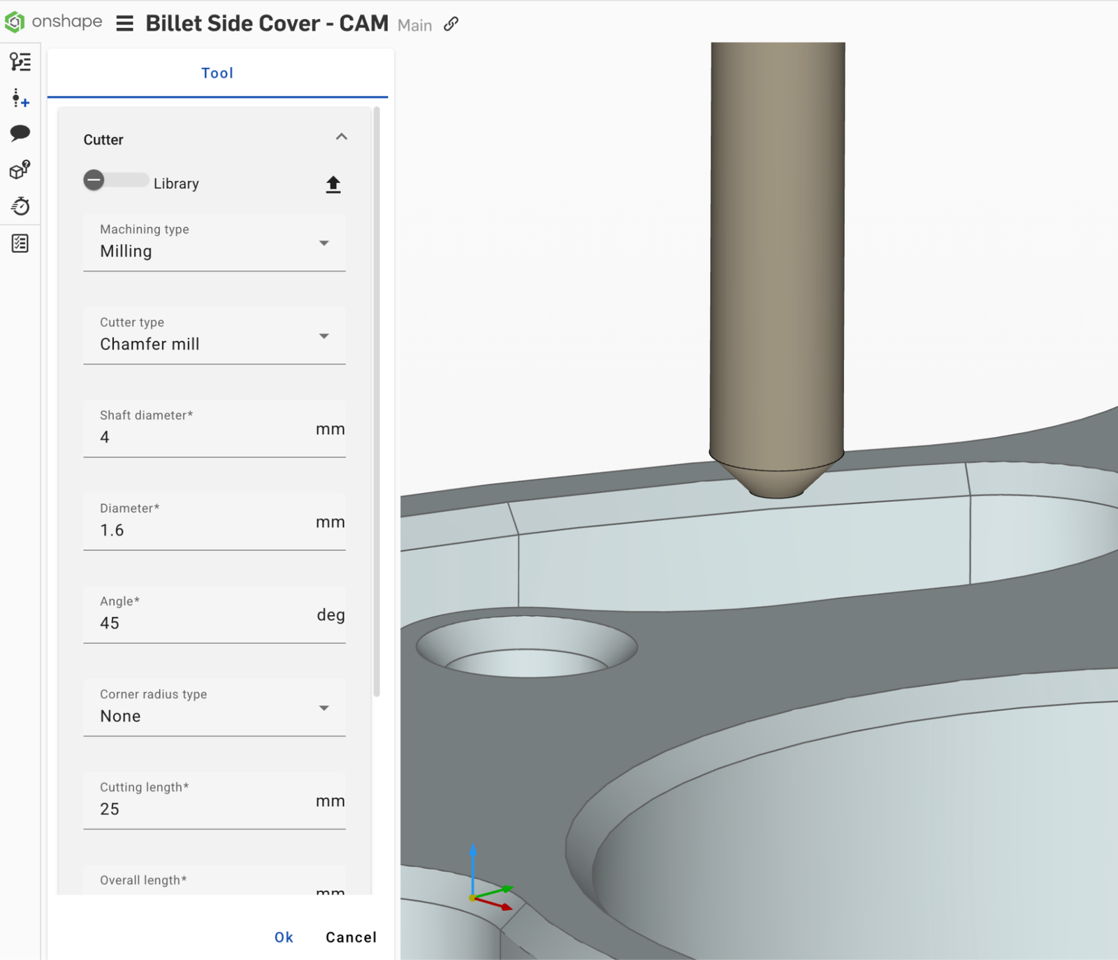 Create a chamfer mill