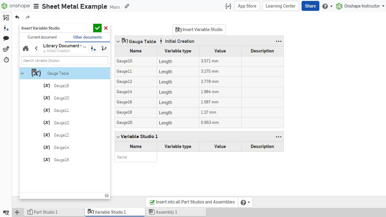Variable Studio with the gauge table