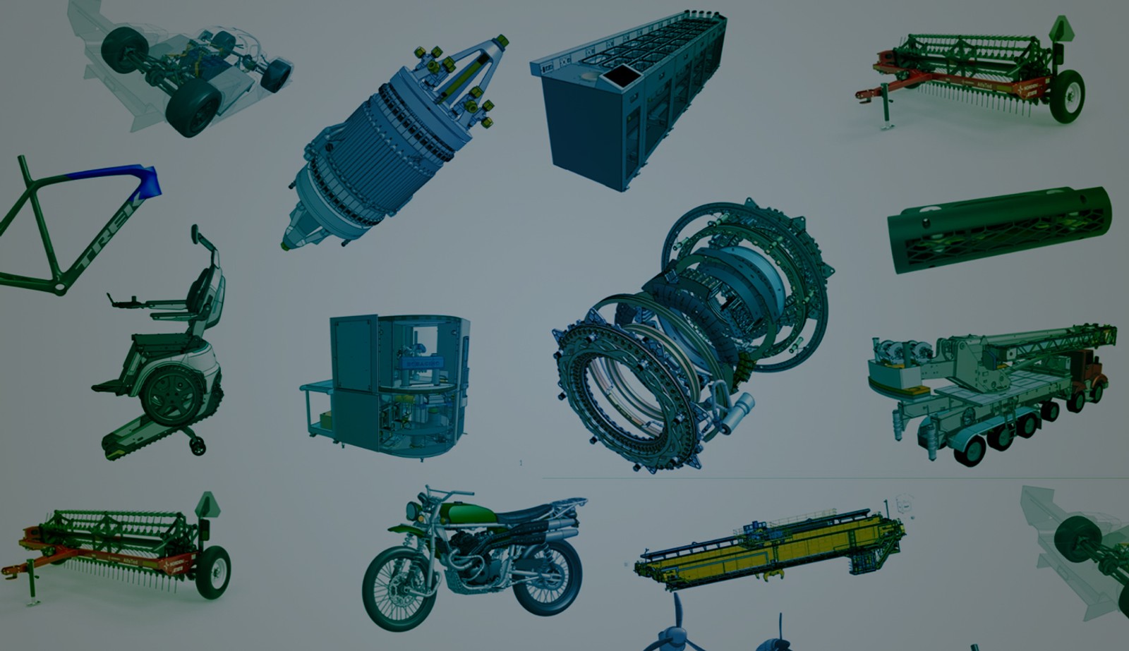 Collage with an overlay of CAD models designed in Onshape.