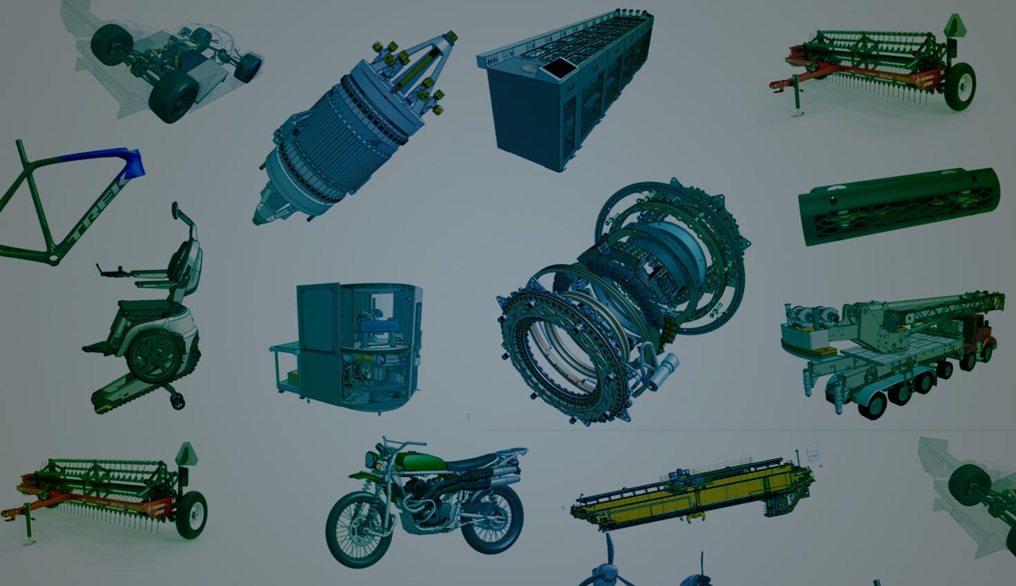 Collage with an overlay of CAD models designed in Onshape.