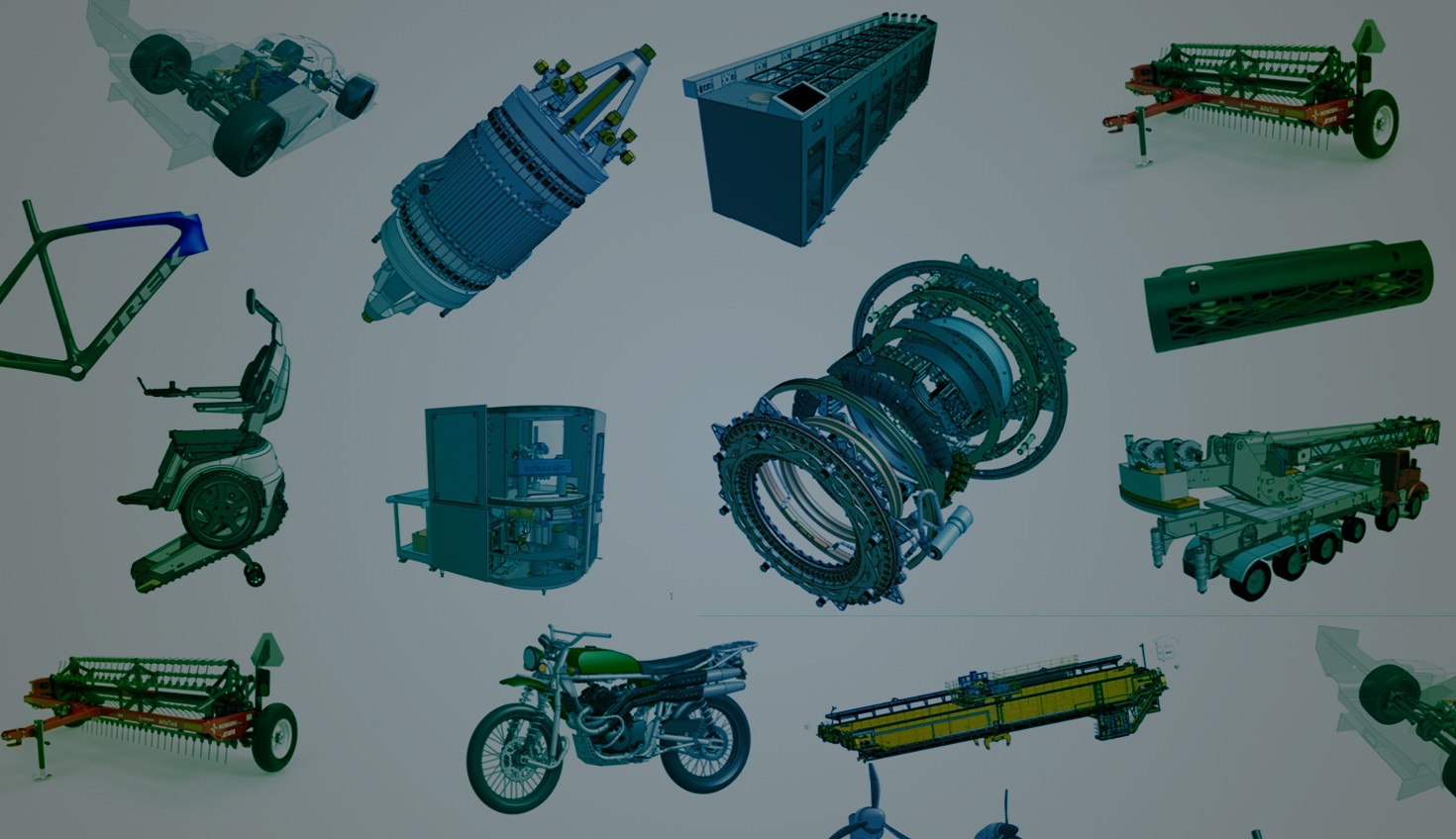 Collage with an overlay of CAD models designed in Onshape.