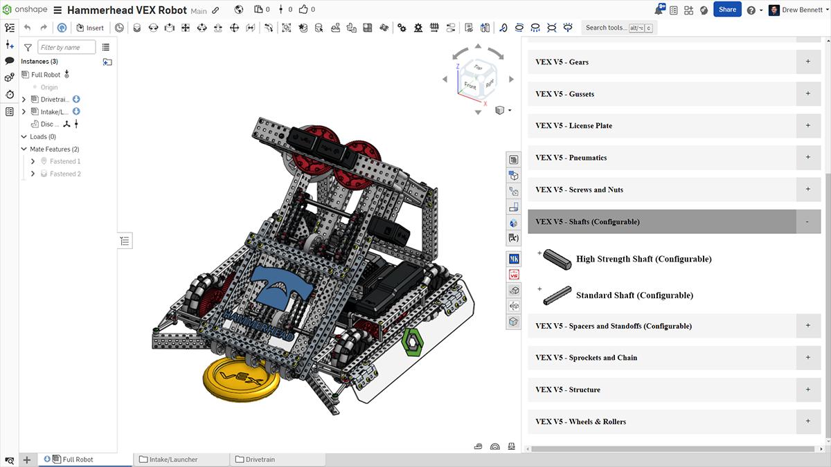 Vex Design VEX IQ and VEX V5 Parts Libraries - Onshape Education