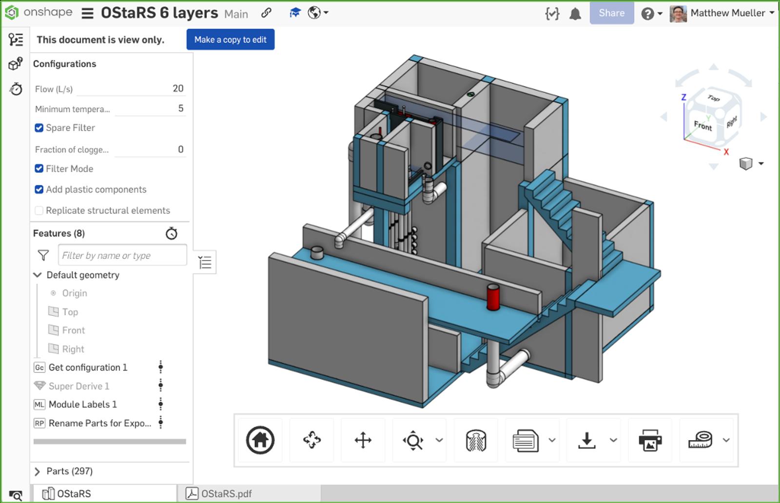 Screenshot of a model in Onshape