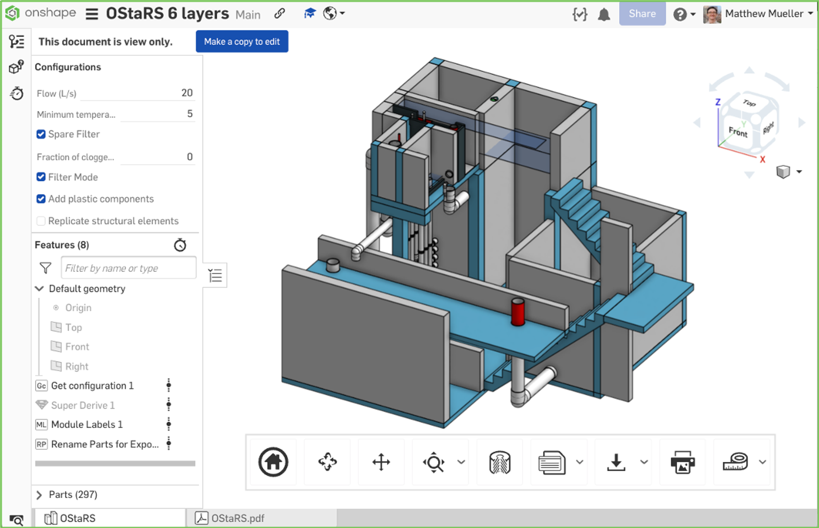 Screenshot of a model in Onshape