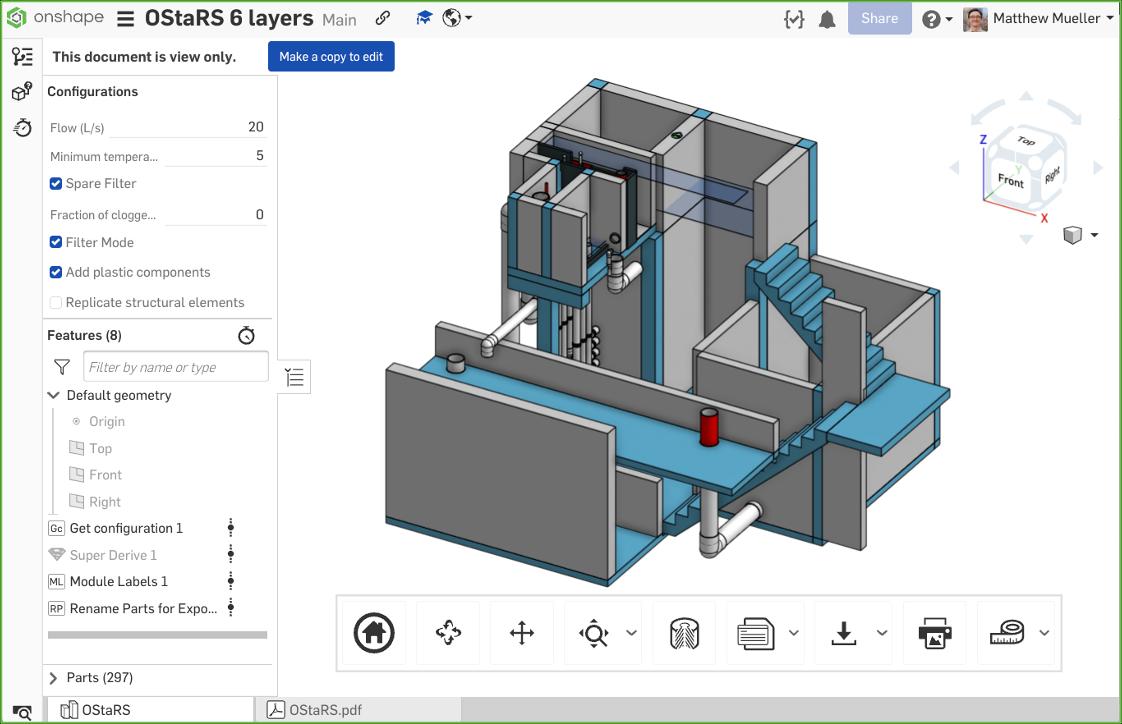Screenshot of a model in Onshape