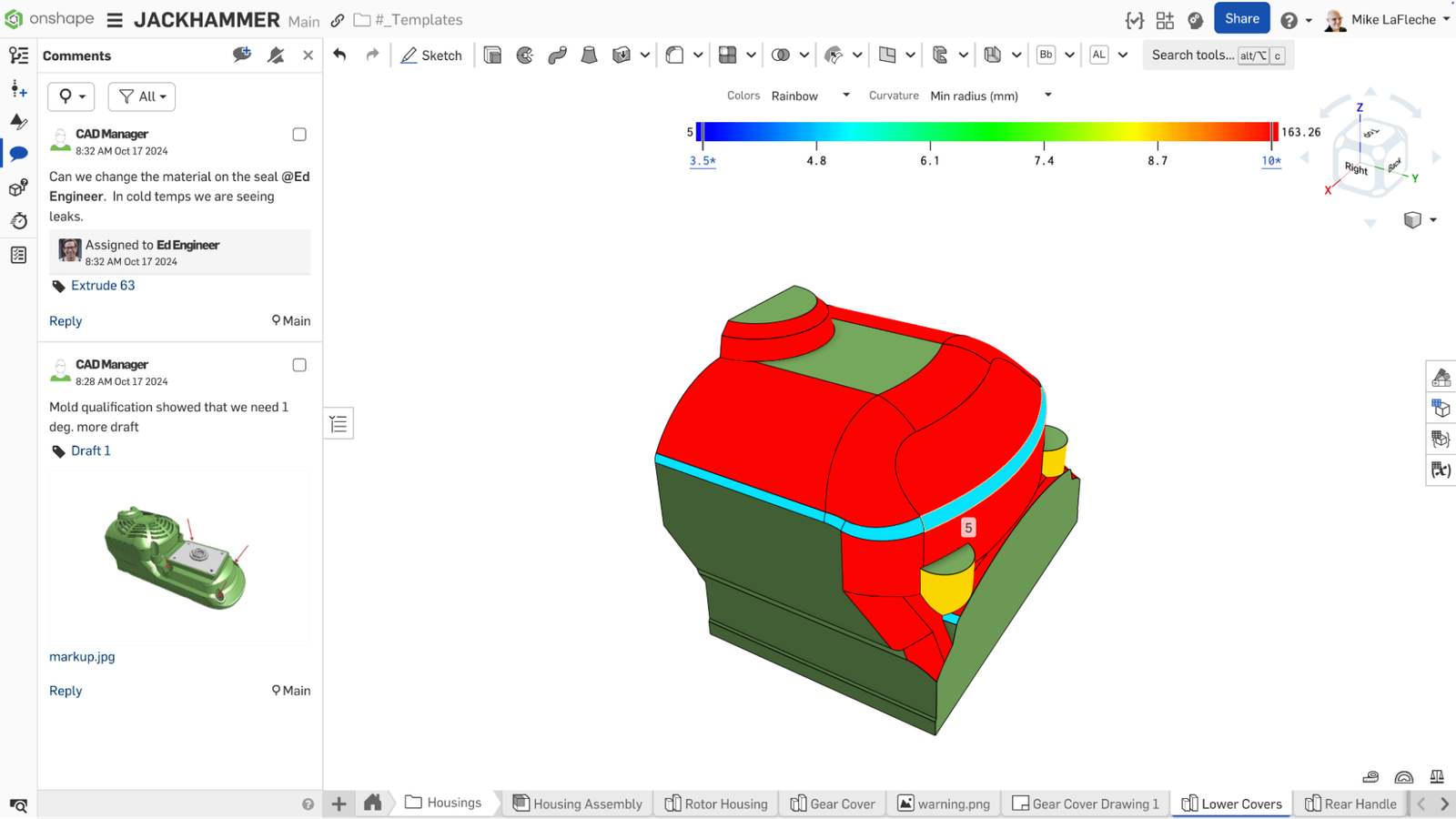 Onshape curvature color map