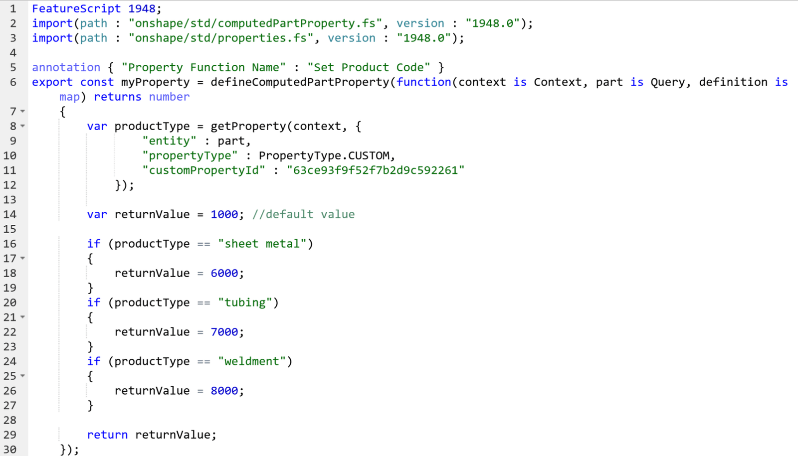 more code for a featurescript