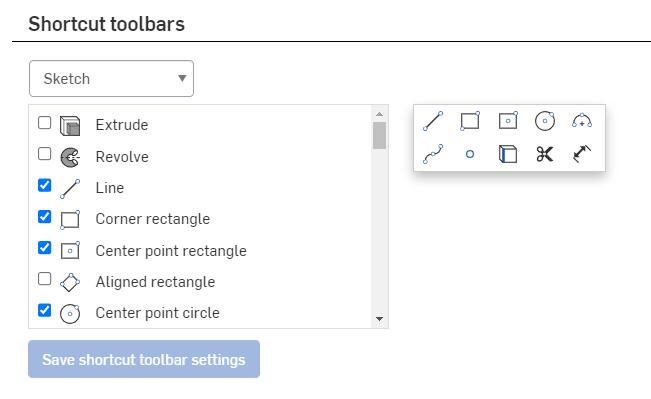 Shortcut toolbar