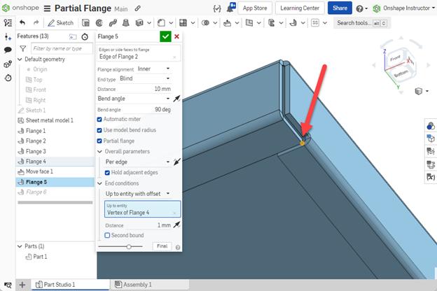 vertex of flange 4